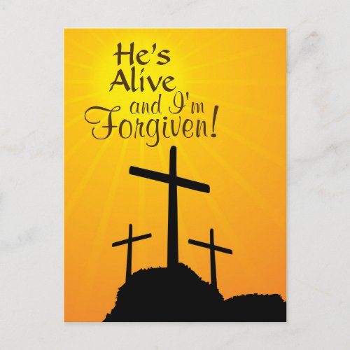 Hes Alive and Im Forgiven Custom Easter Postcard