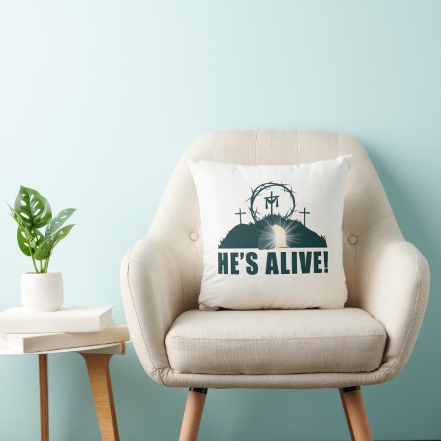 He's Alive! Christian Passover Easter Jesus Empty  Throw Pillow (Chair)