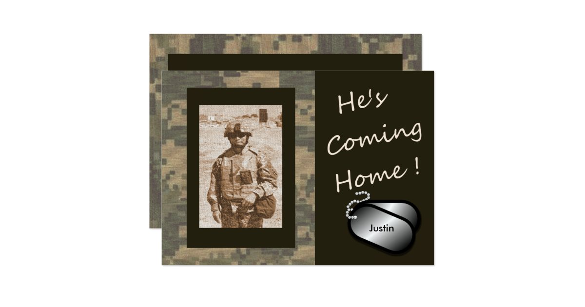He's Coming Home Home Military Party Card Zazzle