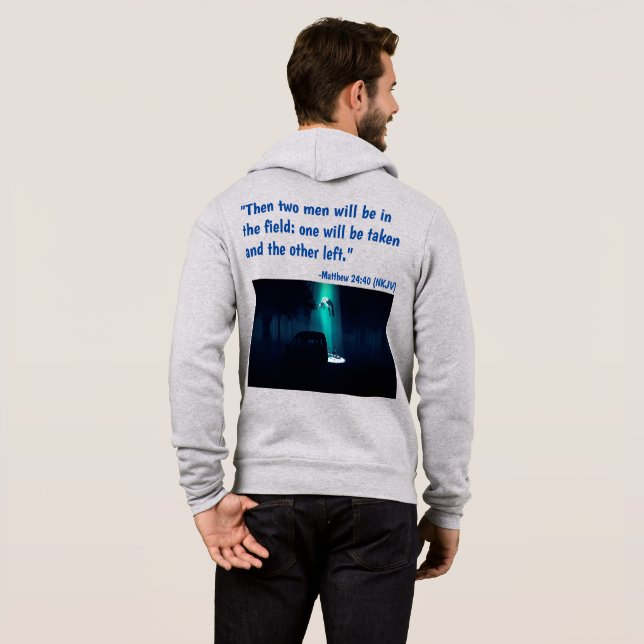 He's Coming Men's Gray Zipper Hoodie (Back Full)