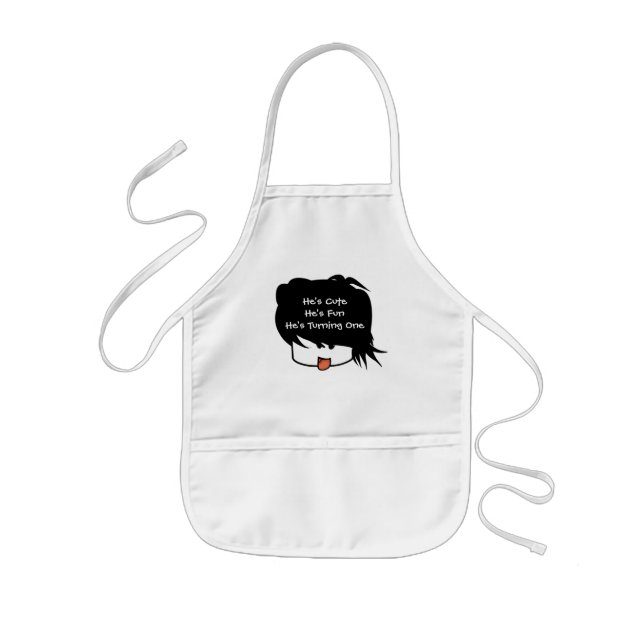 He's Cute He's One He's Turning One Kids' Apron (Front)