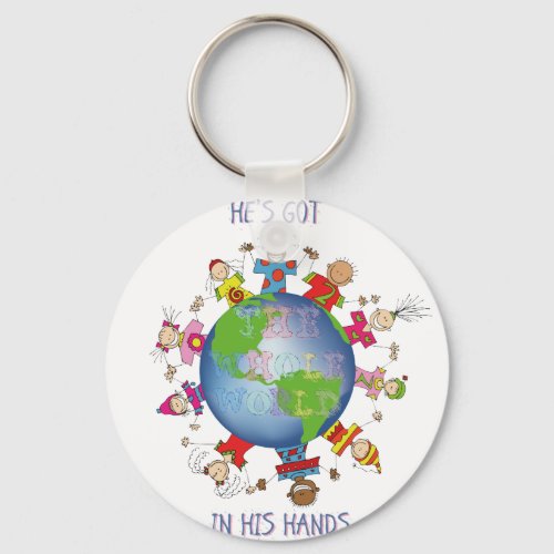 Hes Got the Whole World in His Hands Keychain