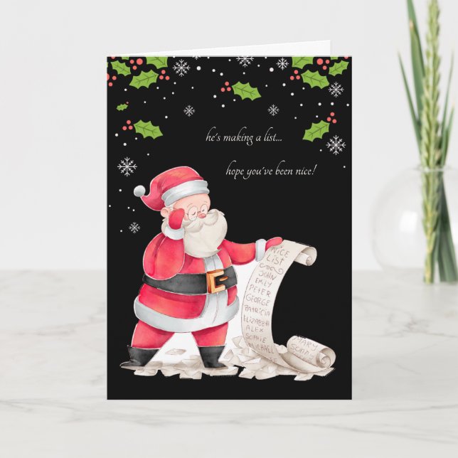 He's Making A List Photo Holiday Card V. (Front)