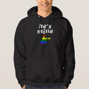 He's Mine Matching Gay Pride Couple Hand Pointing Hoodie