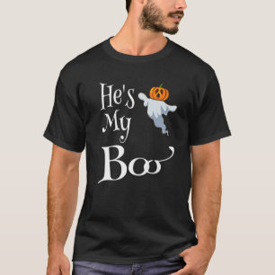 He's My Boo Matching Halloween Couple Ghost Pumpki T-Shirt