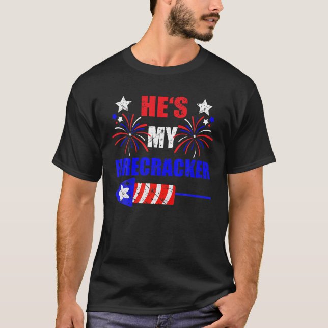 He's My Firecracker 4Th Of July Matching Couple Wo T-Shirt (Front)