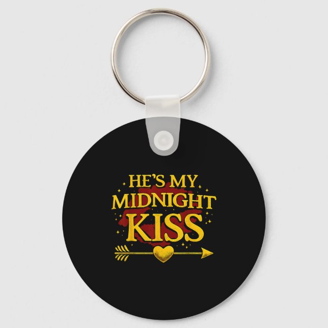 He's My Midnight Kiss Matching Couples Valentine’s Keychain (Front)