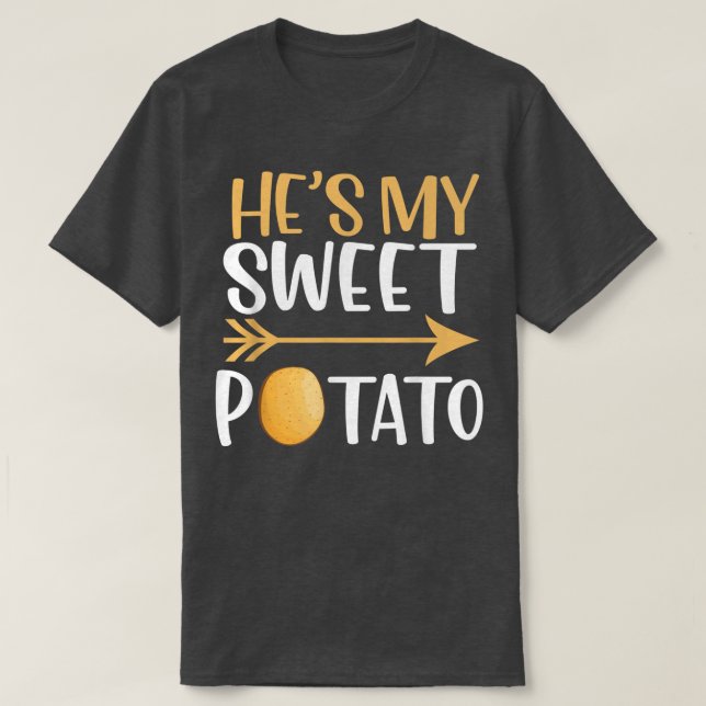 He's My Sweet Potato Funny Thanksgiving Couple Mat T-Shirt (Design Front)