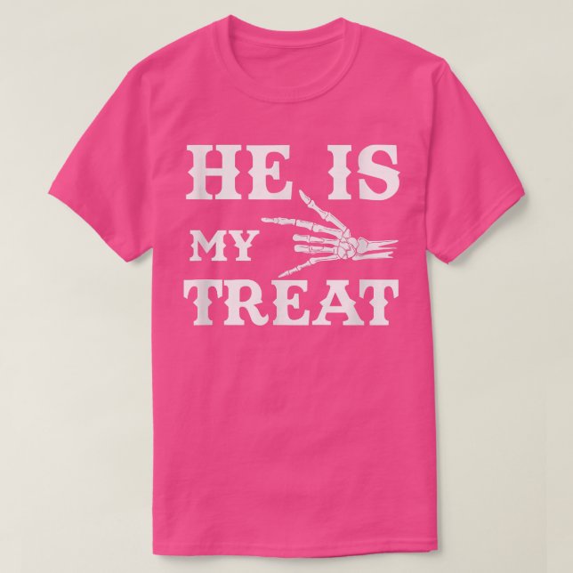 Hes My Treat Halloween Skeleton Guitar Rock 1639 T-Shirt (Design Front)