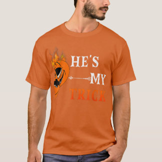 Hes My Treat Jackolantern Pumpkin Matching Couple  T-Shirt