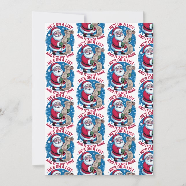 He's On A List and It's Not Mine Thank You Card (Front)