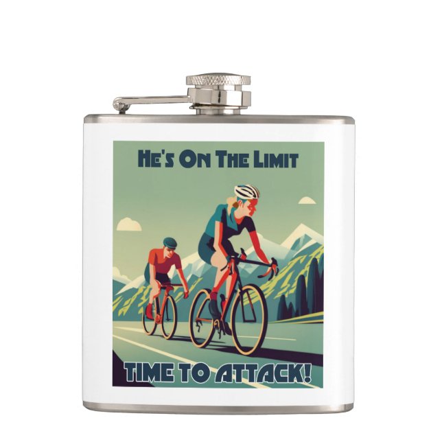 He's On The Limit Time To Attack Women's Cycling Flask (Front)