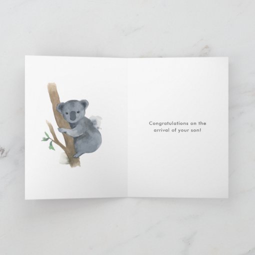 He's Perfect Baby Boy Koala Congratulations Card | Zazzle