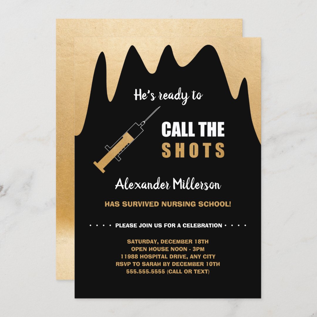 Hes Ready To Call The Shots Nurse Graduation Invitation Zazzle