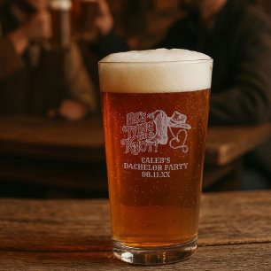 He's Tying the Knot Cowboy Lasso Bachelor Party Pint Glass