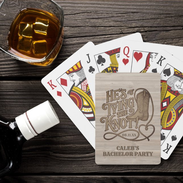 He's Tying the Knot Rustic Cowboy Bachelor Party Poker Cards (Creator Uploaded)