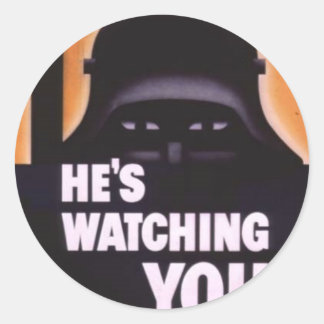 He's Watching You Propaganda Classic Round Sticker