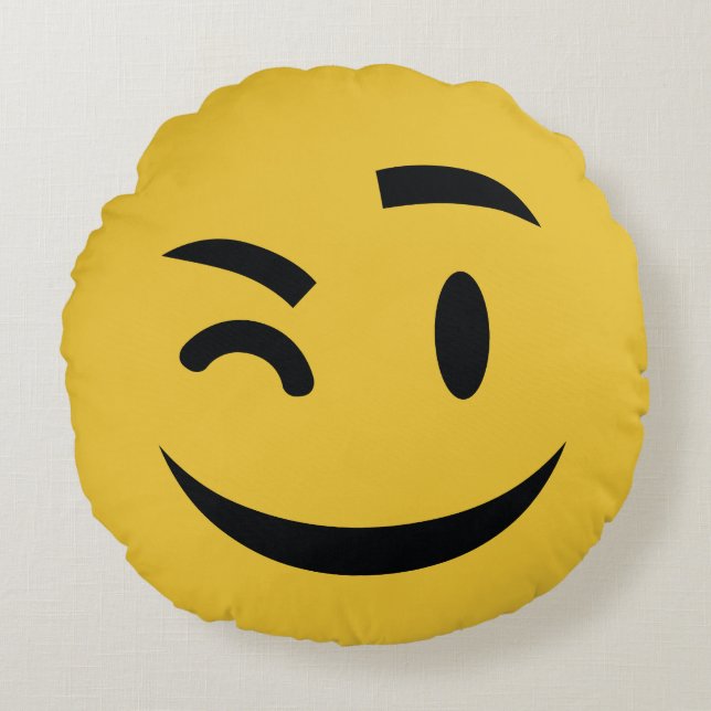 he's winking at you emoji round pillow (Front)