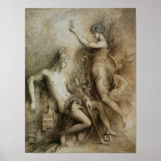 Hesiod and Muse by Gustave Moreau Poster (Front)