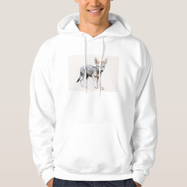 Hesitating Arabian Wolf Pup 2009 Hoodie (Front)