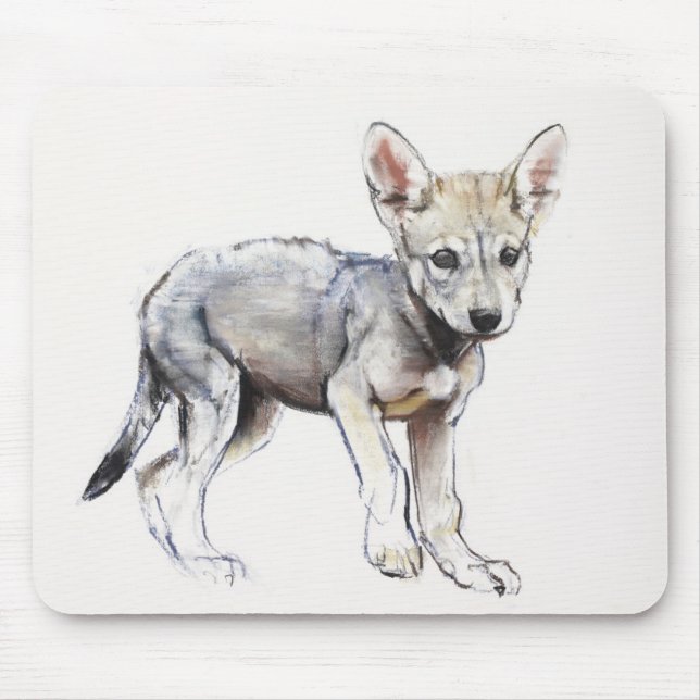 Hesitating Arabian Wolf Pup 2009 Mouse Pad (Front)