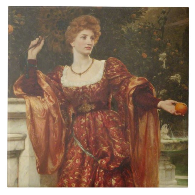 Hesperia (by Frank Dicksee) Ceramic Tile (Front)