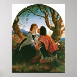 Hesperus, 1857 poster<br><div class="desc">Hesperus,  1857 Sir Joesph Noel Paton This beautiful painting is of a couple stealing a kiss under a night sky in the forest.</div>