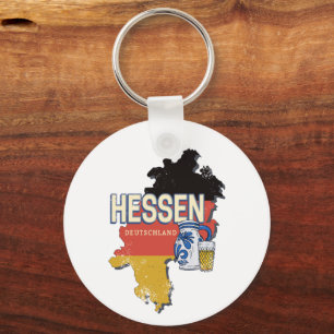 Hesse Germany Retro State Map Vintage Jug Souvenir Keychain