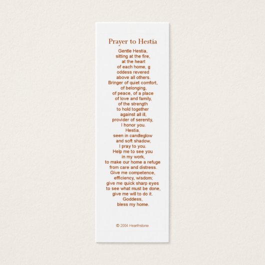 Hestia Prayer Card (Front)