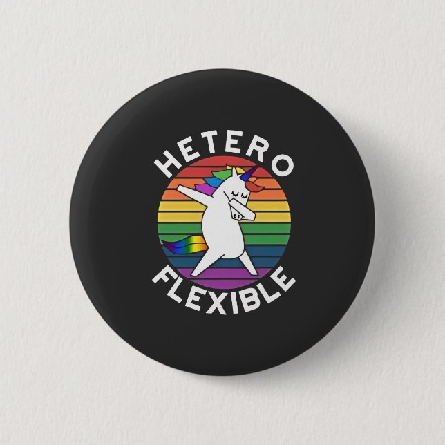Hetero Flexible LGBT Lesbian Gay bisexual Trans Button (Front)