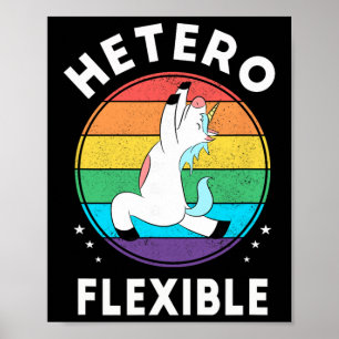 Heteroflexible Funny Yoga Unicorn Queer Ally Gay P Poster