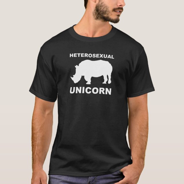 Heterosexual Unicorn Rhinoceros Funny T-Shirt (Front)