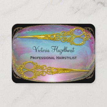 Heughan Elegant Double Scissors Hairstylist Business Card by LiquidEyes at Zazzle