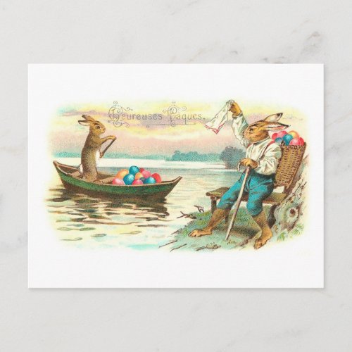 Heureuses Pques French Vintage Easter Greeting Holiday Postcard