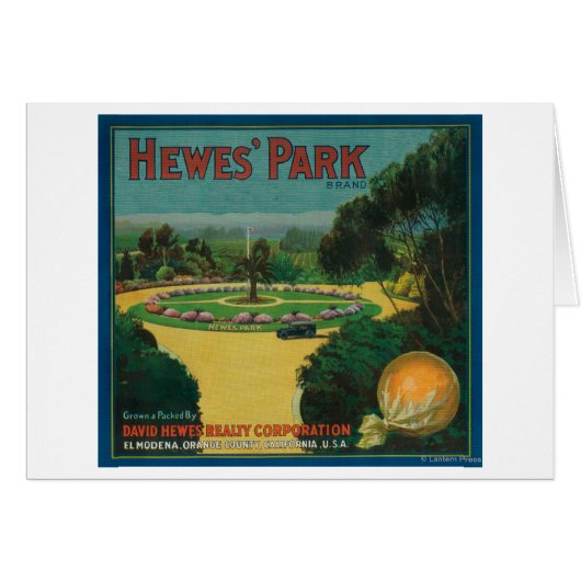 Hewe's Park Orange LabelEl Modena, CA Cards (Front Horizontal)