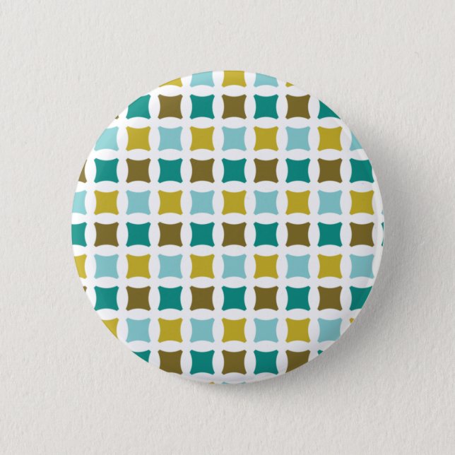 Hex Box Square Mid Mod Print Pattern Gold Button (Front)