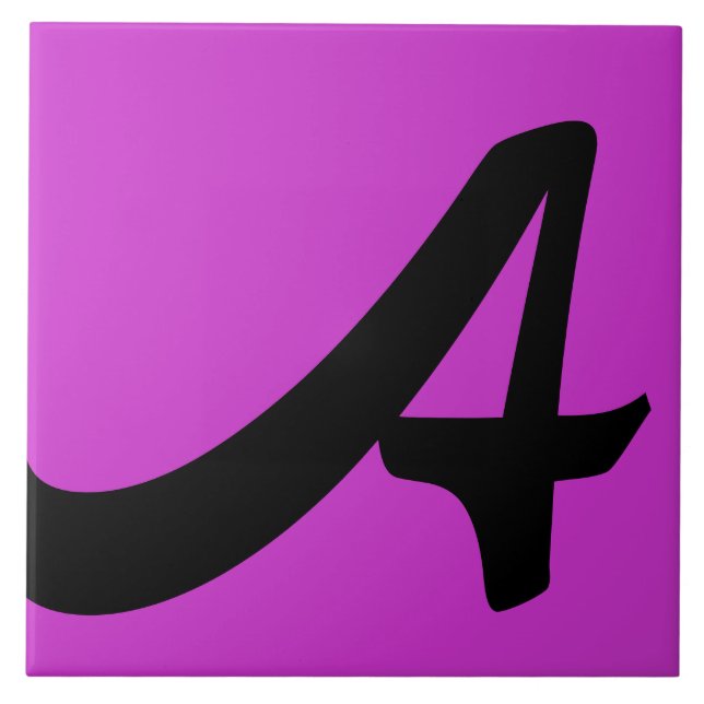 Hex cc33cc Color Number Monogram Ceramic Tile (Front)