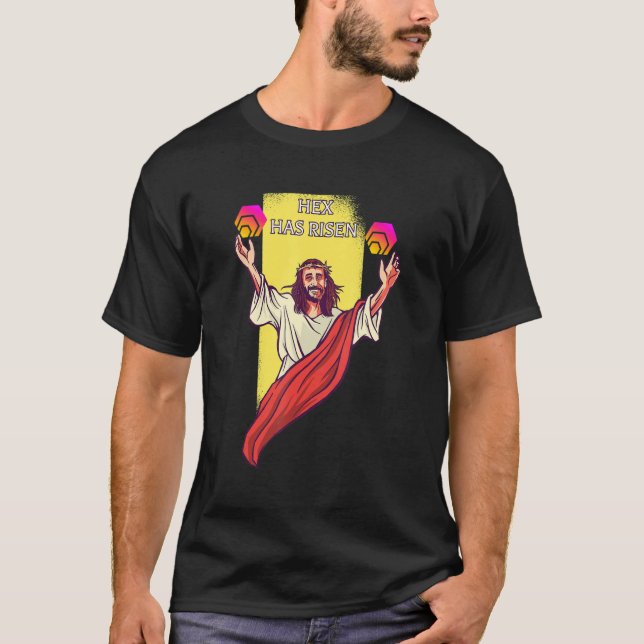 Hex Crypto Has Risen   Cryptocurrency Jesus T-Shirt (Front)