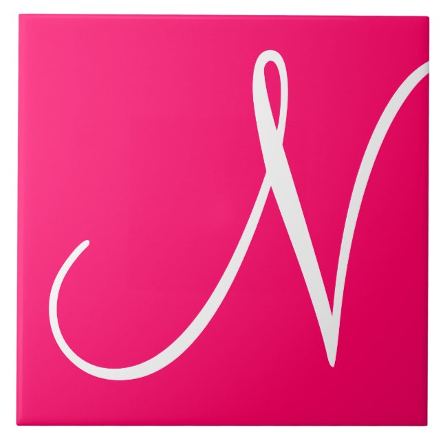 Hex ff0066 Color Number Monogram Ceramic Tile (Front)