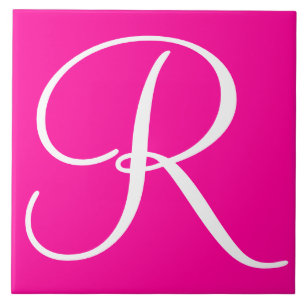 Hex ff0099 Color Number Monogram Ceramic Tile