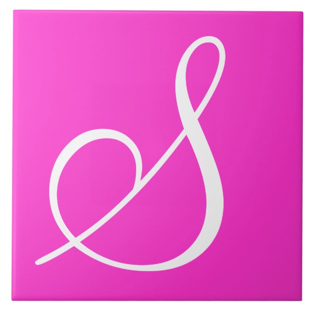 Hex ff33cc Color Number Monogram Ceramic Tile (Front)
