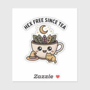 Hex Free Since Tea — cozy witch tea & cat Sticker