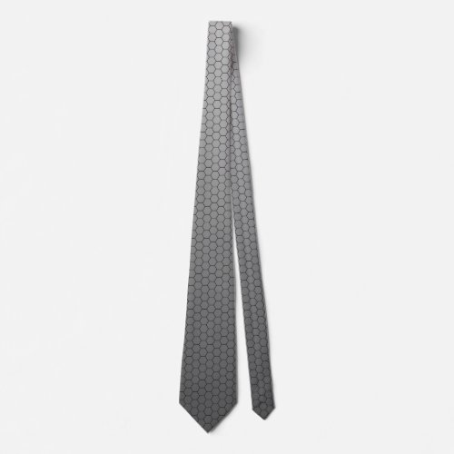 Hex Grid Black Ombre Gray Neck Tie