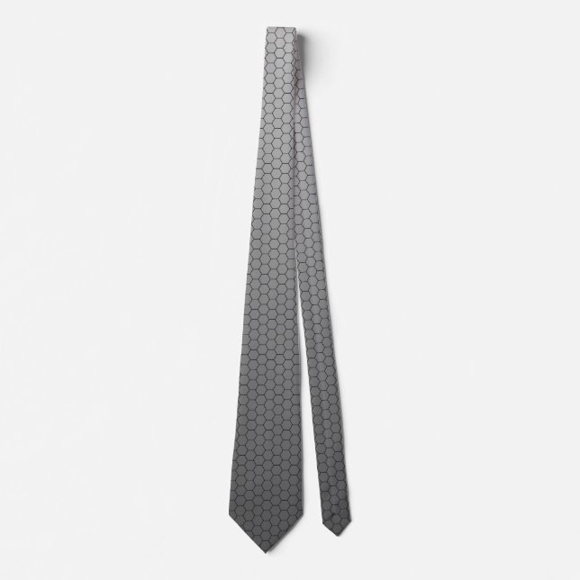 Hex Grid Black Ombre Gray Neck Tie (Front)