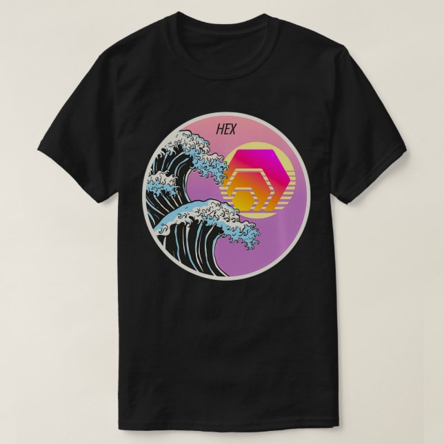HEX Japanese Art Wave Crypto Cryptocurrency Logo  T-Shirt (Design Front)