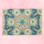 Hex Mandala Blue and Orange Kitchen Towel