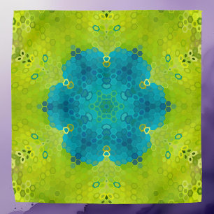 Hex Mandala Green and Blue Bandana