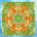 Hex Mandala Green and Orange Bandana