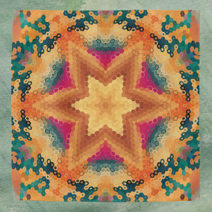 Hex Mandala Orange Blue and Pink Bandana