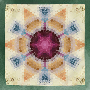 Hex Mandala Orange Pink and Blue Bandana